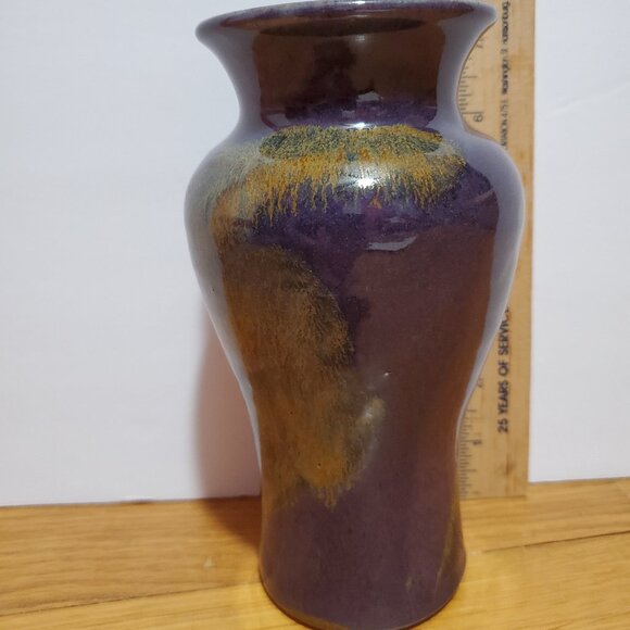 Purple and Yellow Pottery Vase signed St. Myers 2006 - Picture 6 of 11